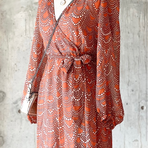 Zara Vibrant Orange Long Sleeve Dress - Picture 2 of 6